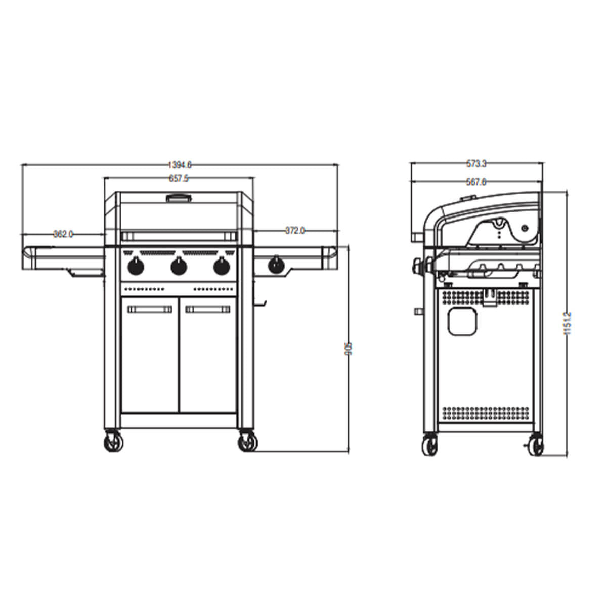 Artusi 3 Burner Chicago Freestanding BBQ With Wok ATBBQCG3