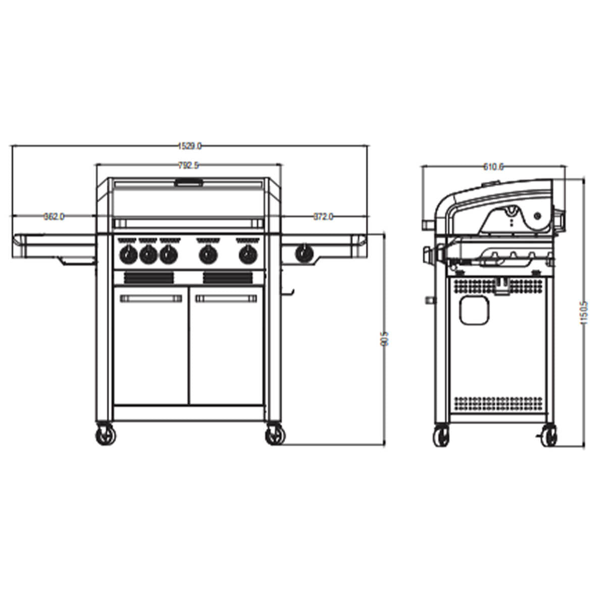 Artusi 4 Burner Chicago Freestanding BBQ with Wok ATBBQCG4