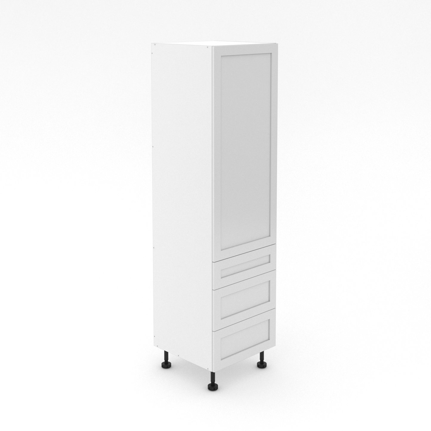 1 Door Pantry with 3 Drawers - 1 Small + 2 Pot - Shaker