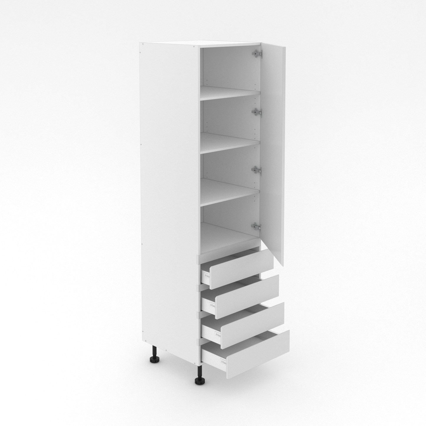 1 Door Pantry with 4 Equal Drawers - Shadowline