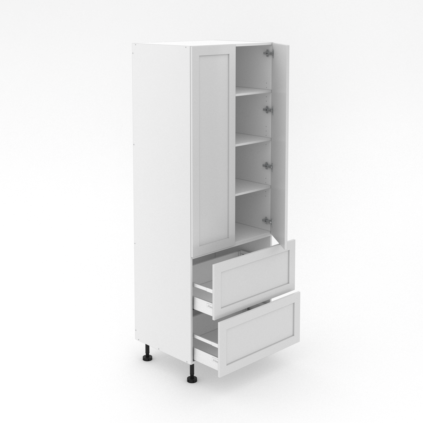 2 Door Pantry with 2 Drawers - Shaker
