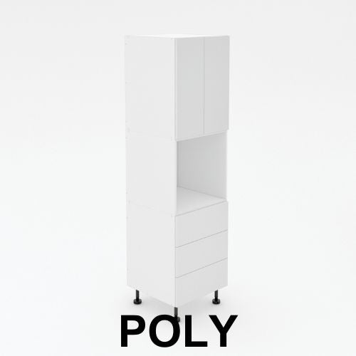 Pantry Tower - 3 Equal Drawers + Oven + 2 Doors - Poly