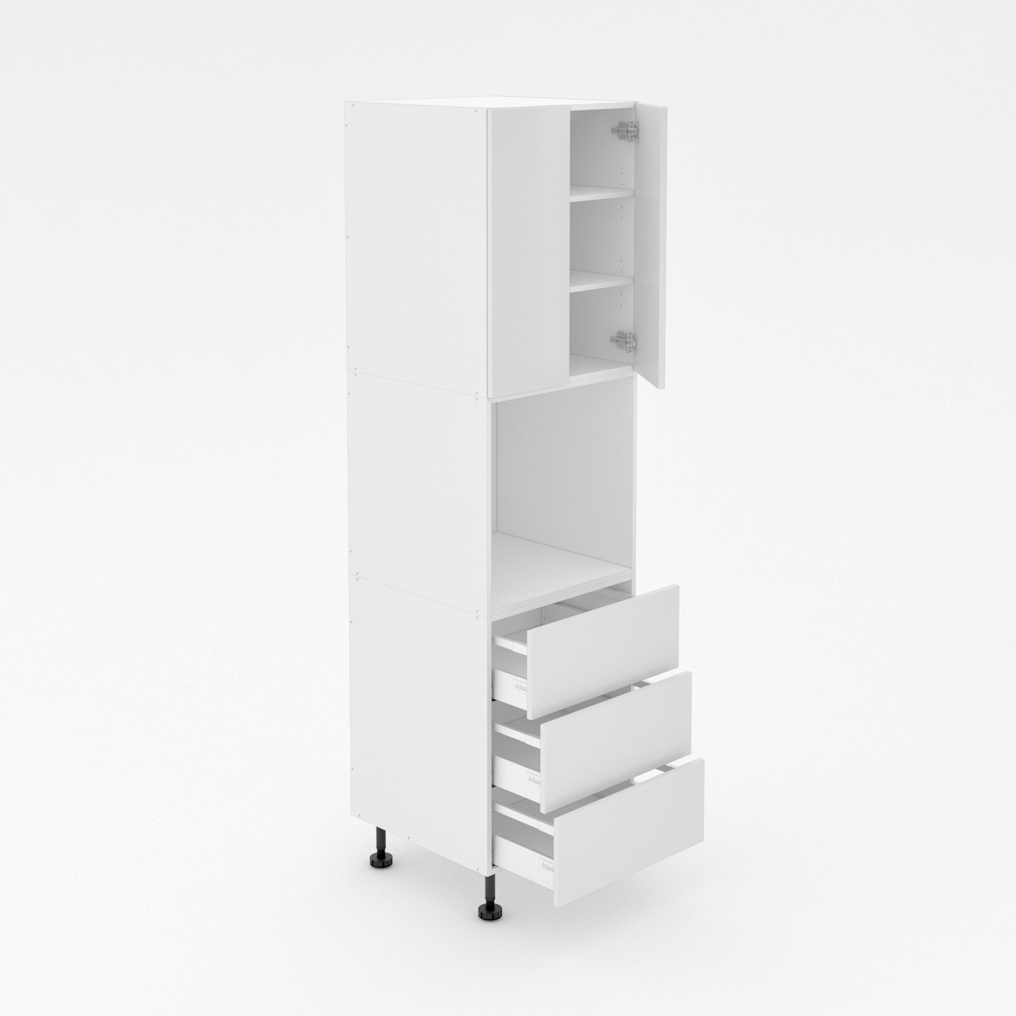 Pantry Tower - 3 Equal Drawers + Oven + 2 Doors - Poly