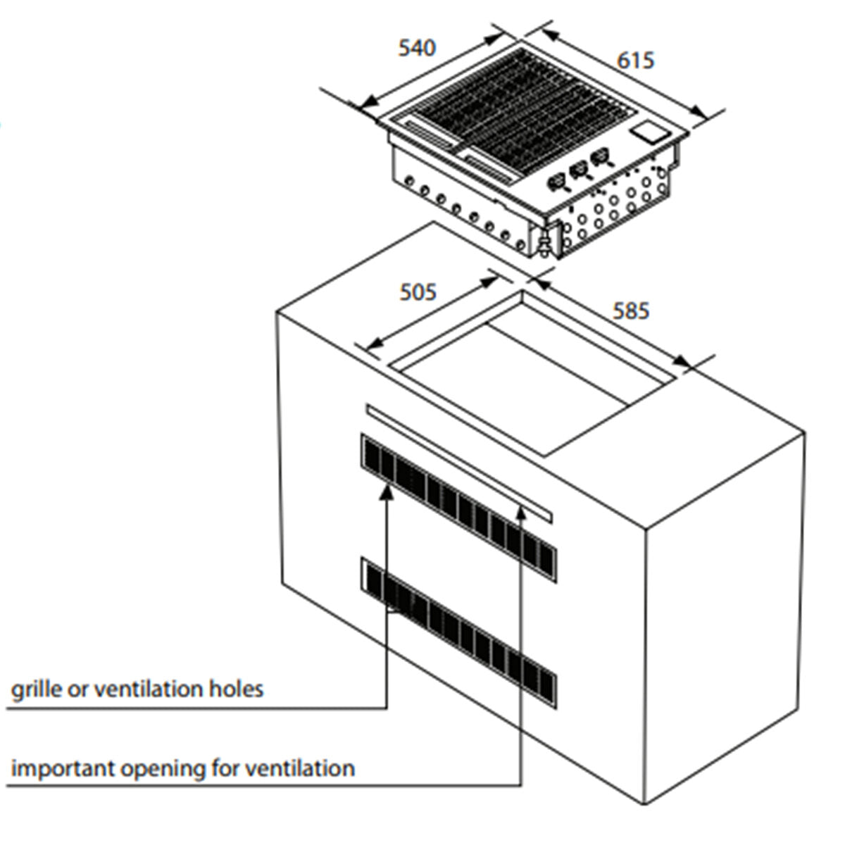 Artusi 60cm Built-In Barbecue ABBQM3