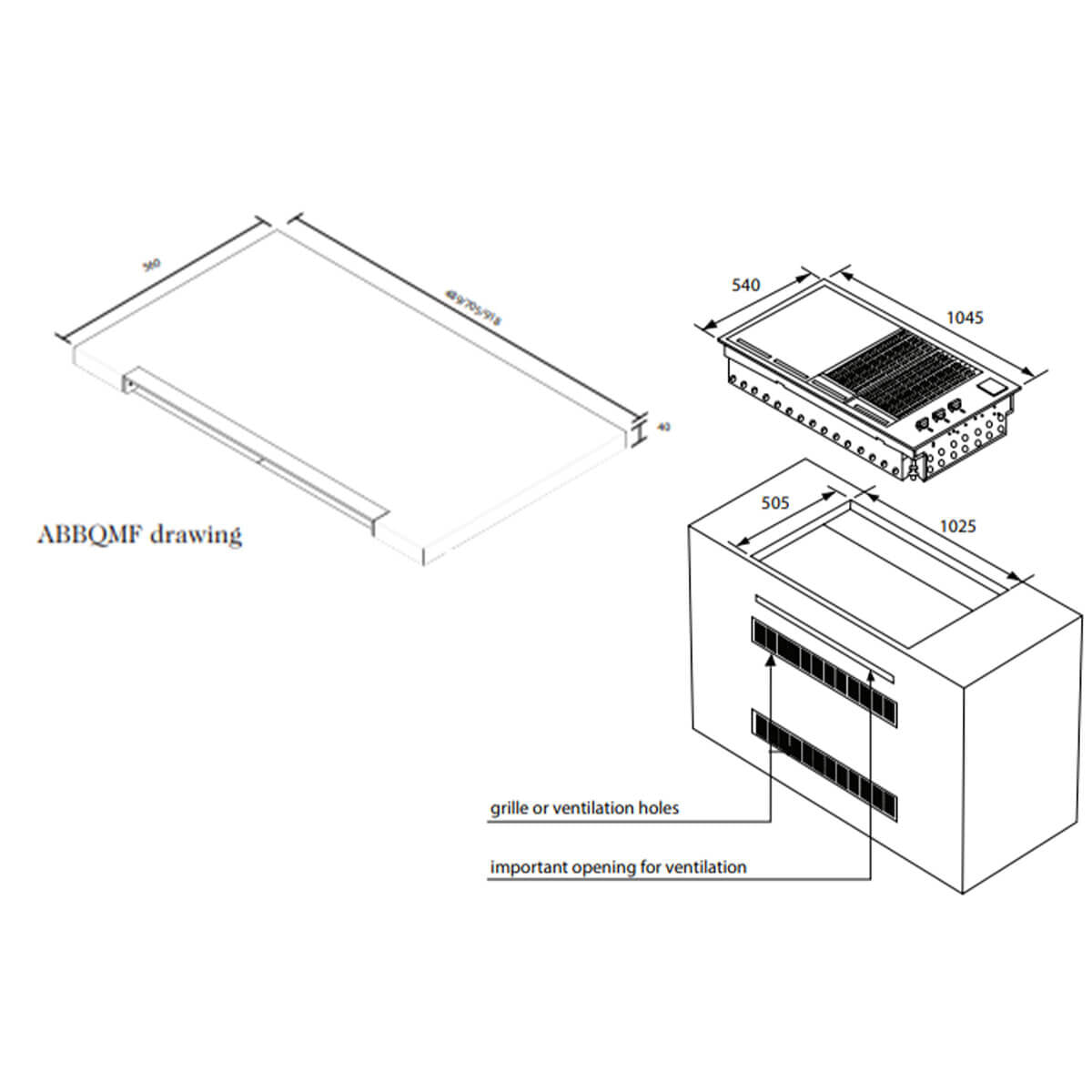 Artusi Stainless Steel Built-In LPG BBQ with Flat Lid ABBQM-ABBQMF
