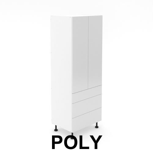 2 Door Pantry with 3 Drawers - 1 Small + 2 Pot - Poly