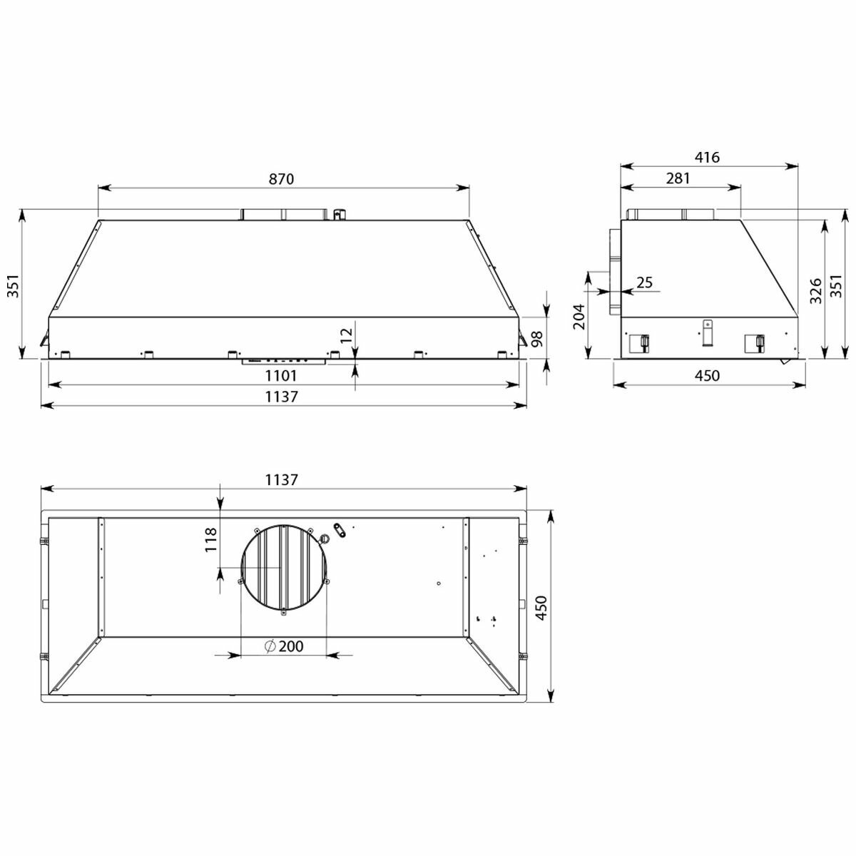 Falmec 120cm Genova+ Outdoor BBQ Under Cupboard Rangehood with External Wall Motor FP3GV12S2-EW2010