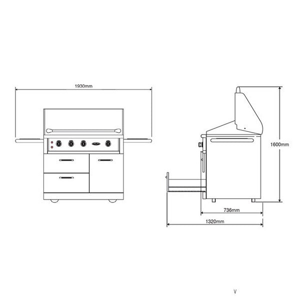 Capital 40 inches Cart Model 2 Burner Mobile LPG BBQ with Solid Flat Plate ACG40RFS1L