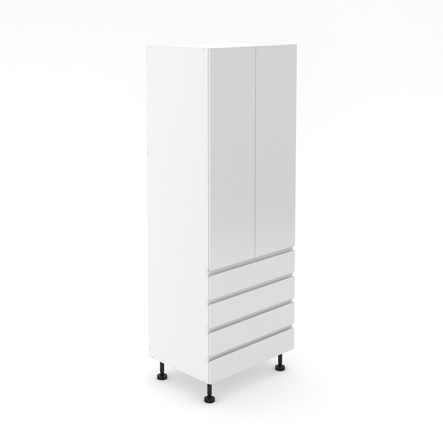 2 Door Pantry with 4 Equal Drawers  - Shadowline