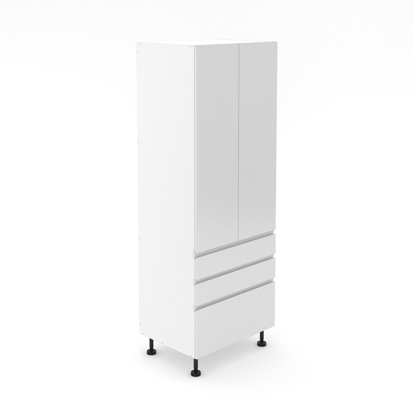 2 Door Pantry with 3 Drawers - 2 Small + 1 Pot - Shadowline