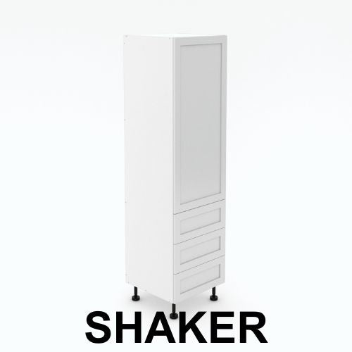 1  Door Pantry with 3 Equal Drawers  - Shaker