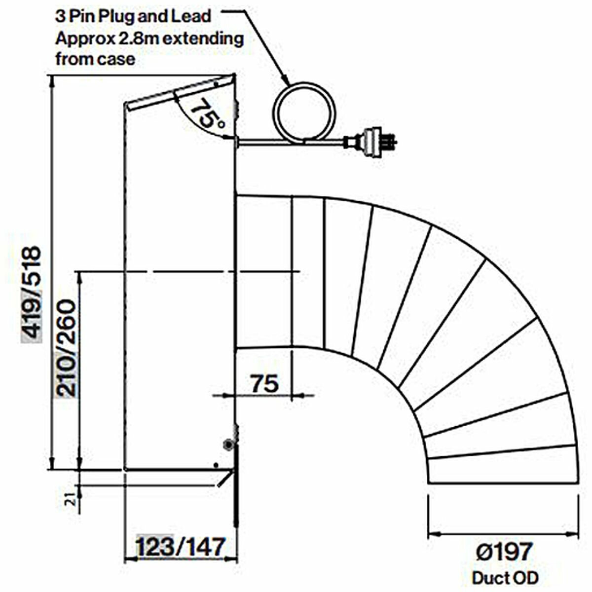 Falmec 120cm Trento Canopy Outdoor BBQ Rangehood with External Wall Motor F5TN12S1-EW2010