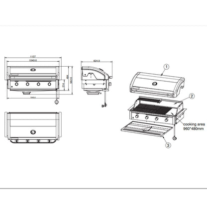 Artusi Halmo 4 Burner Gas Grill Built-In BBQ ABIBBQ4