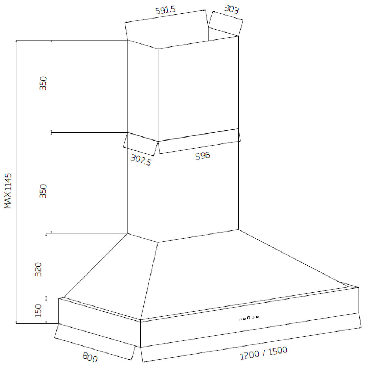 Schweigen 120cm BBQ Canopy Rangehood and ISO Drive SE Motor Pack CL8912BSEPAK