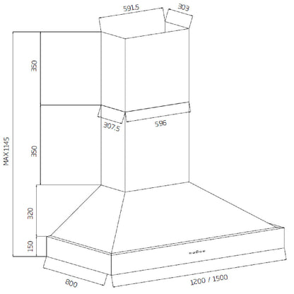 Schweigen 120cm BBQ Canopy Rangehood and ISO Drive SE Motor Pack CL8912BSEPAK