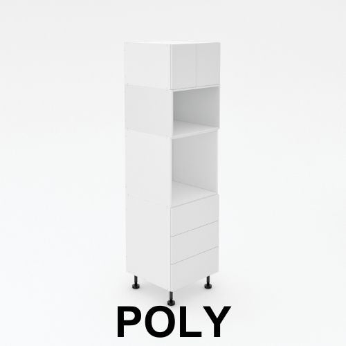 Pantry Tower - 3 Drawer + Oven + MW + 2 Doors - Poly