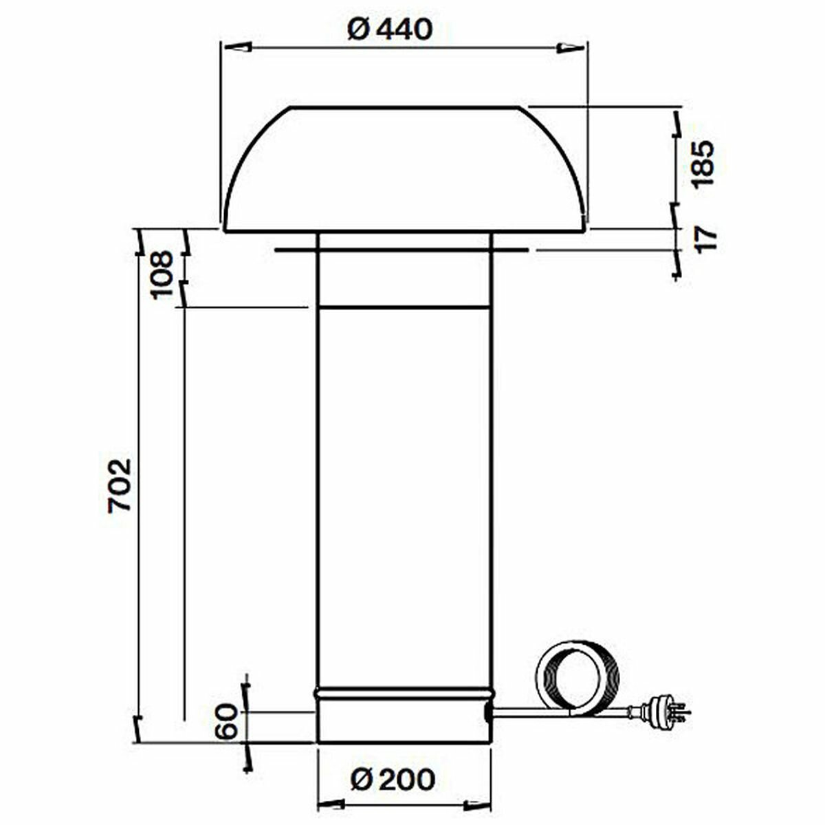 Falmec 120cm Trento Canopy Outdoor BBQ Rangehood with External Roof Motor F5TN12S1-ER2010