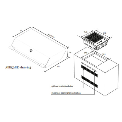 Artusi 60cm Built-In Gas BBQ with Dome Hood ABBQM3-ABBQMH3