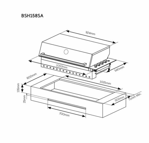 BeefEater Signature ProLine 6 Burner Built-In Natural Gas BBQ with Hood BSH158SA