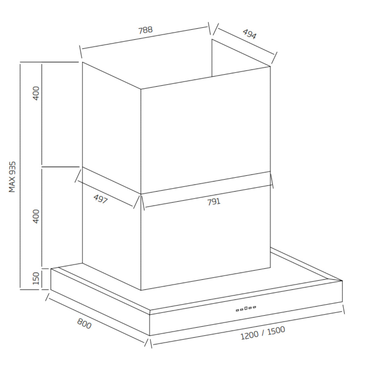 Schweigen 150cm Non Silent BBQ Canopy Matte Black CL7375PAK CL7375BPAK