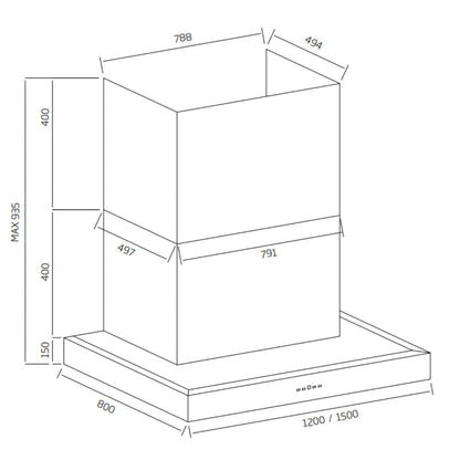 Schweigen 150cm Non Silent BBQ Canopy Matte Black CL7375PAK CL7375BPAK
