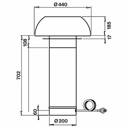 Falmec 120cm Trento Island Outdoor BBQ Rangehood with External Roof Motor F7TN12S1-ER2010