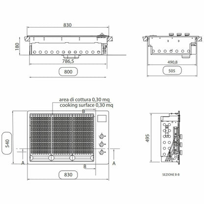 Artusi 80cm Built-In Gas BBQ with Dome Hood ABBQM2-ABBQMH2