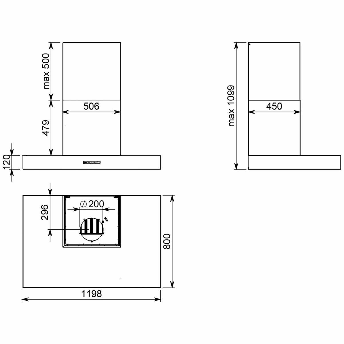 Falmec 120cm Trento Canopy Outdoor BBQ Rangehood with External Wall Motor F5TN12S1-EW2010