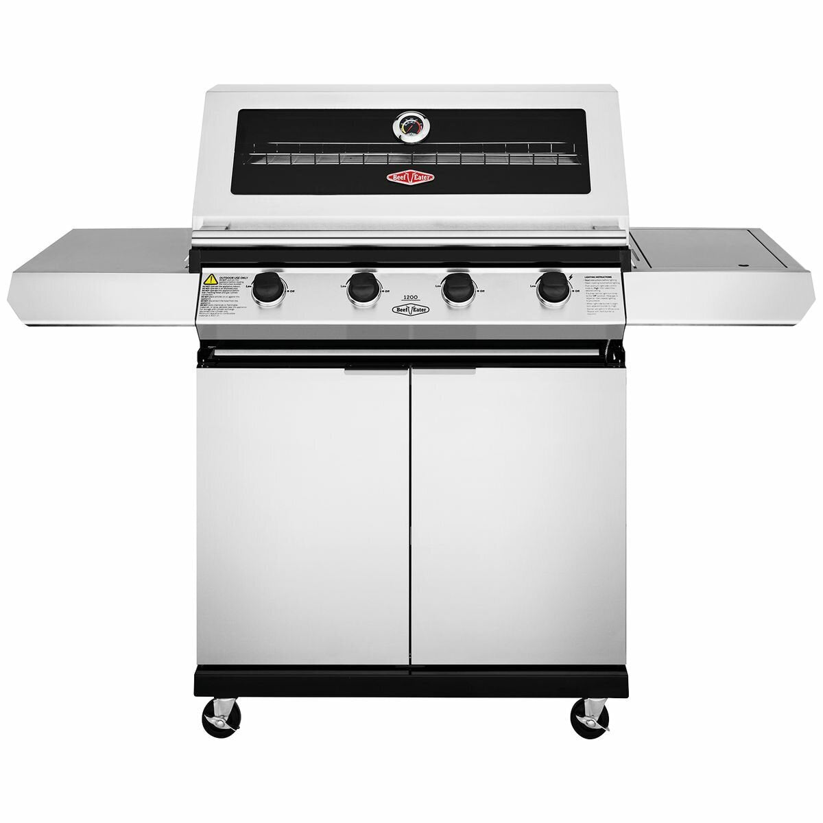 BeefEater 1200 Series 4 Burner LPG BBQ with Trolley & Side Burner BMG1241SB