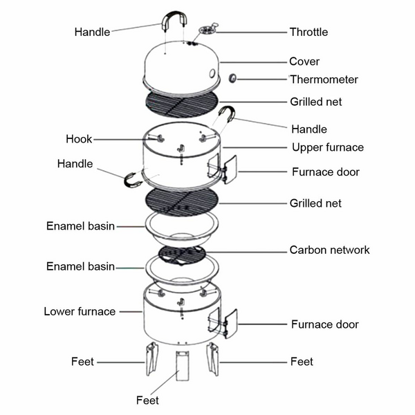 SOGA Charcoal Smoker BBQ CHARCOALBBQSMOKER