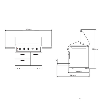 Capital 40 inches Cart Model 2 Burner Mobile Natural Gas BBQ with Solid Flat Plate ACG40RFS1N