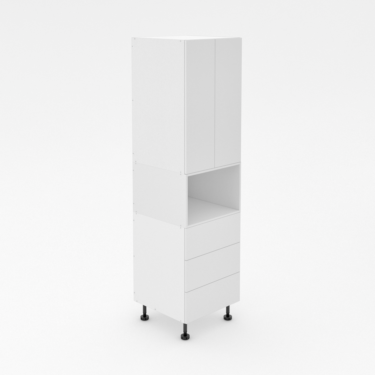 Pantry Tower - 3 Drawers + Microwave + 2 Doors - Poly