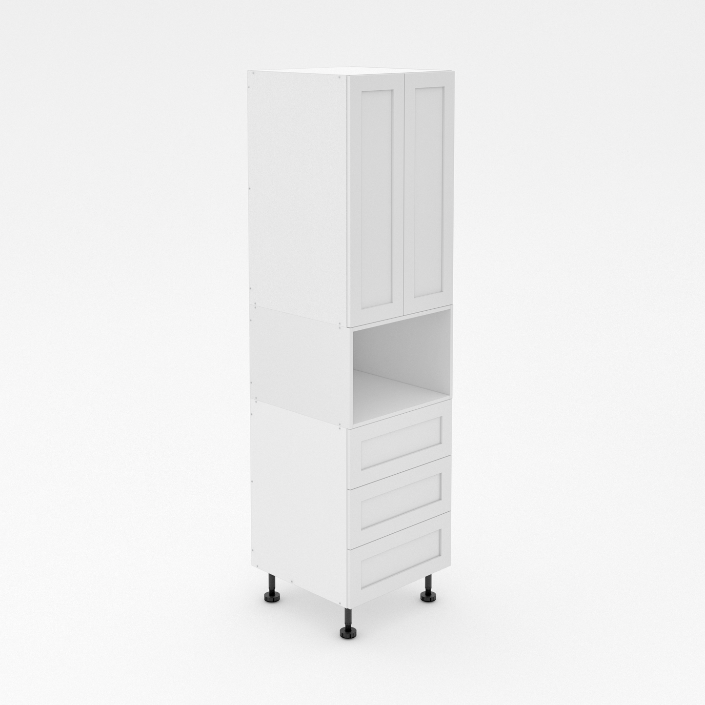 Pantry Tower - 3 Drawers + Microwave + 2 Doors - Shaker