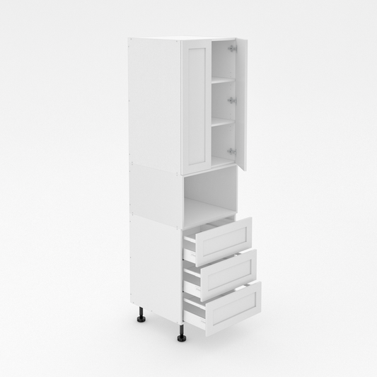 Pantry Tower - 3 Drawers + Microwave + 2 Doors - Shaker