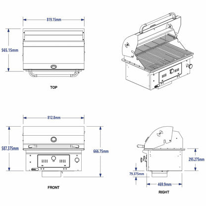 Bullet Bison Charcoal Grill Built-In BBQ 67529NZ