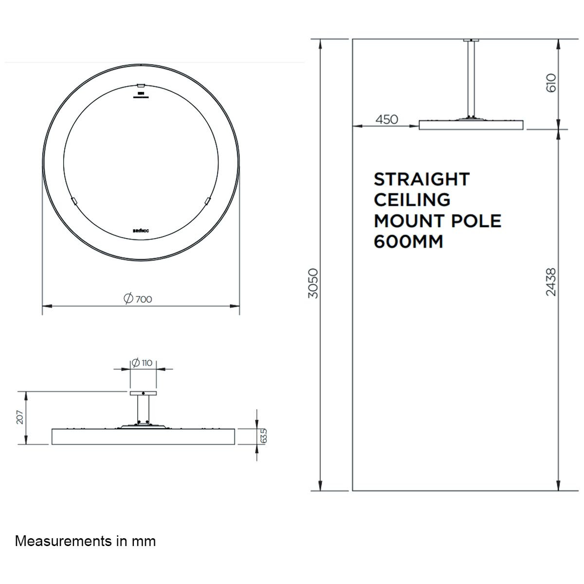 Bromic Eclipse Smart Heat Electric Pendant Heater 2620621-1PK