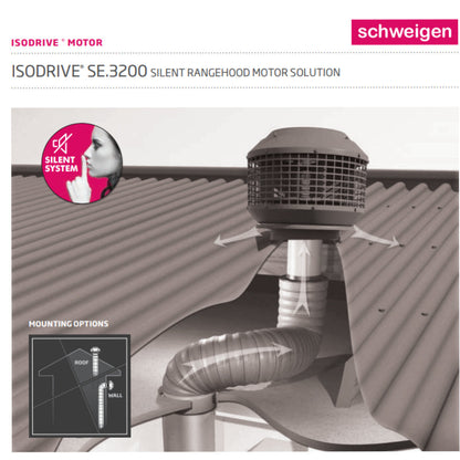 Schweigen 120cm BBQ Canopy Rangehood and ISO Drive SE Motor Pack CL8912BSEPAK