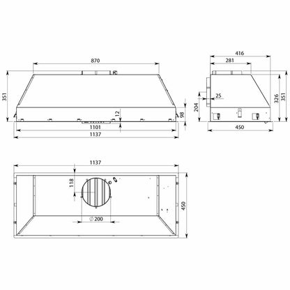 Falmec 120cm Genova+ Outdoor BBQ Under Cupboard Rangehood with External Roof Motor FP3GV12S2-ER2010
