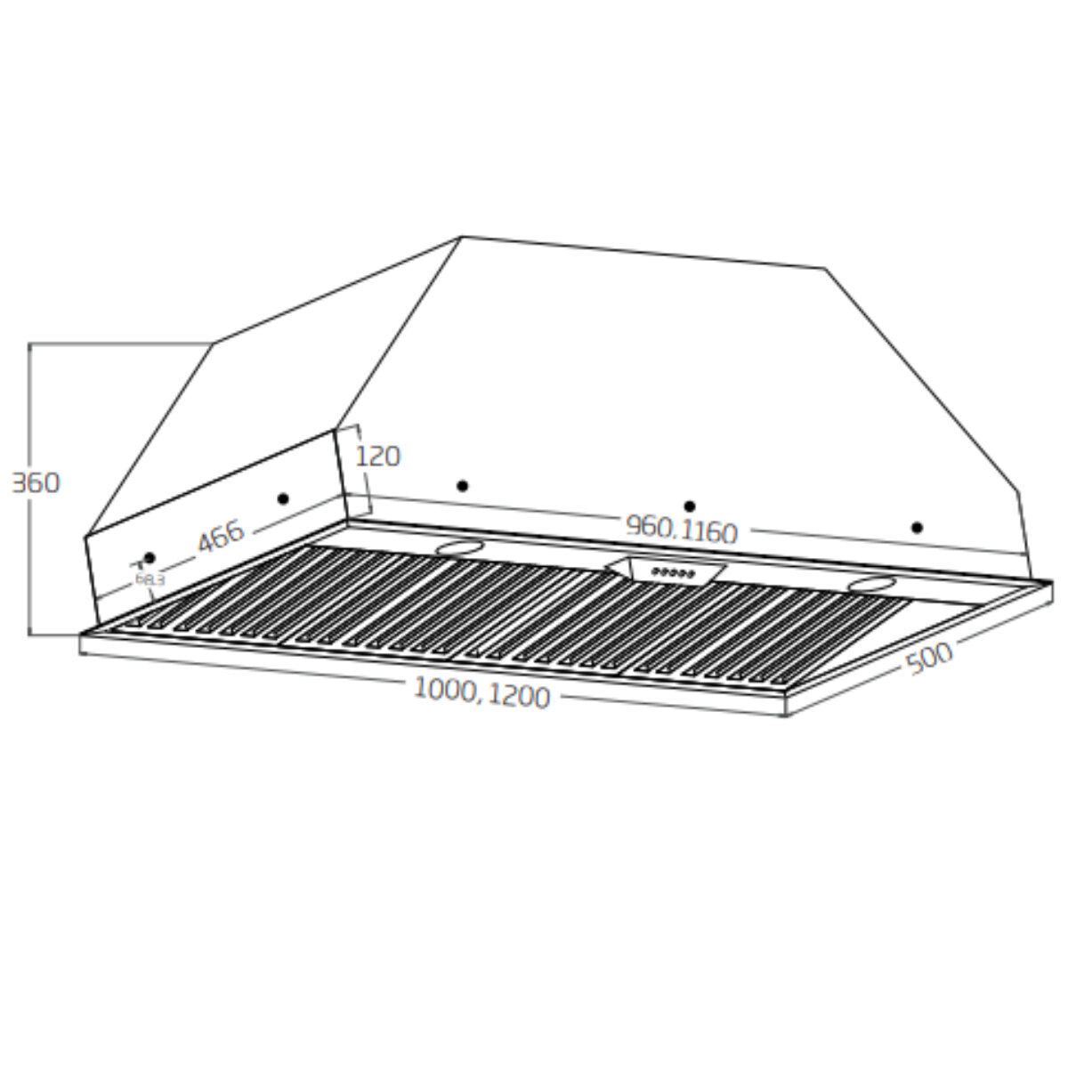 Schweigen BBQ Rangehood 120cm (Non Silent) CLUM12