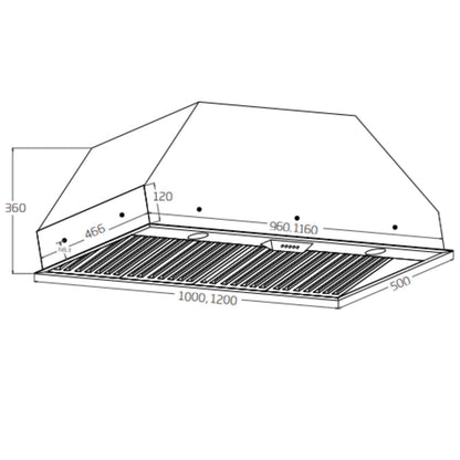 Schweigen BBQ Rangehood 120cm (Non Silent) CLUM12