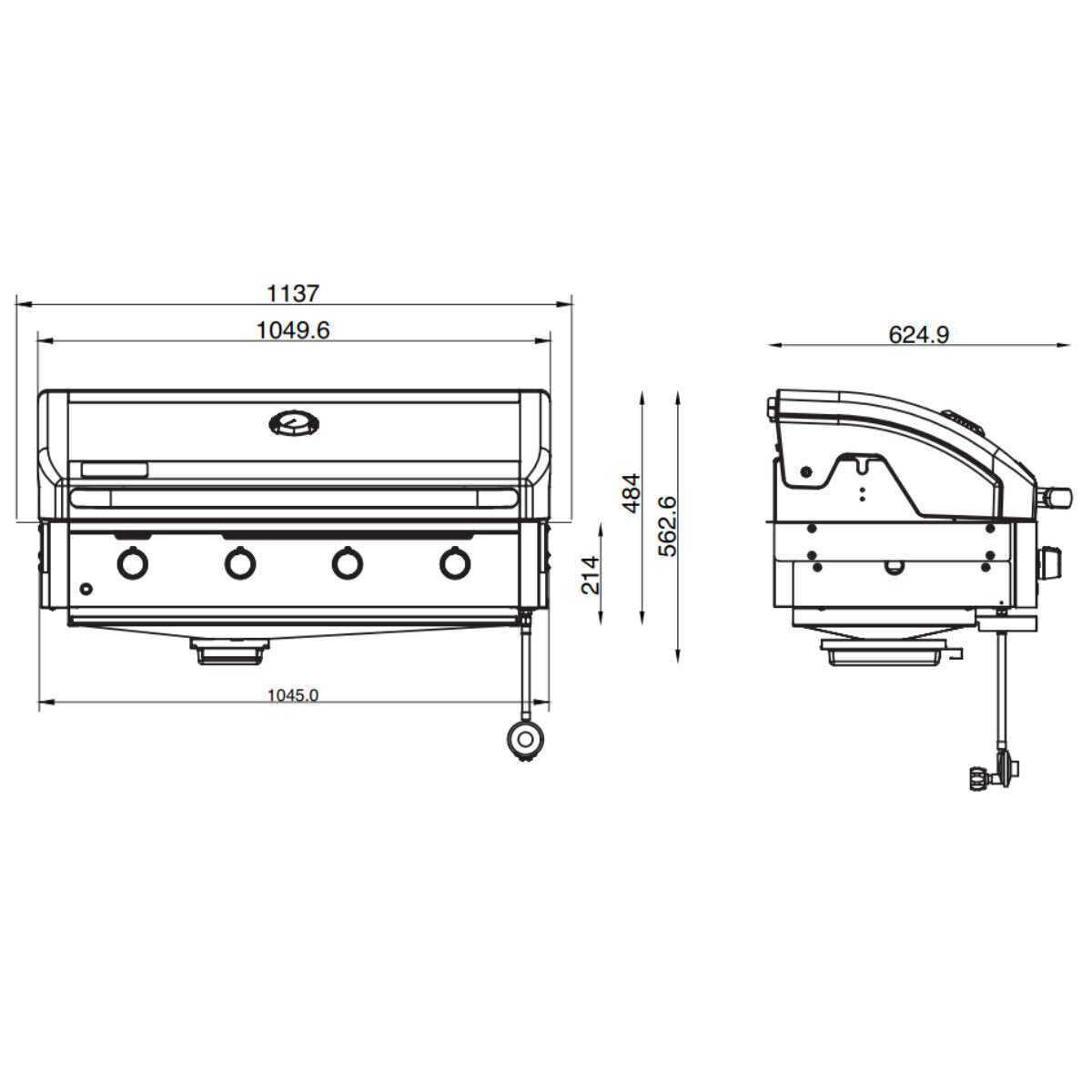 Artusi Halmo 4 Burner Gas Grill Built-In BBQ ABIBBQ4