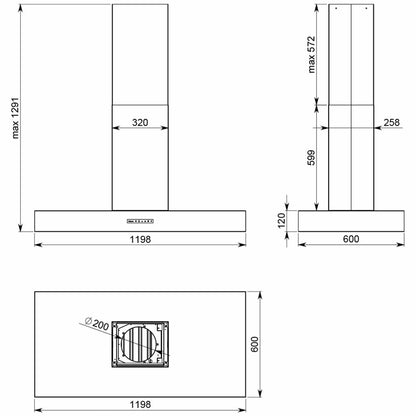 Falmec 120cm Trento Island Outdoor BBQ Rangehood with External Wall Motor F7TN12S1-EW2010