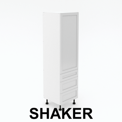 1 Door Pantry with 3 Drawers - 1 Small + 2 Pot - Shaker