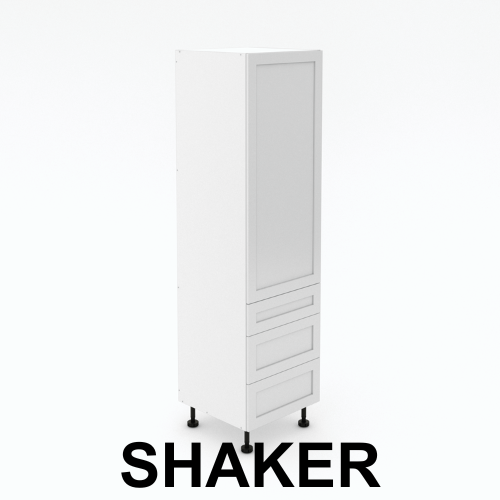 1 Door Pantry with 3 Drawers - 1 Small + 2 Pot - Shaker