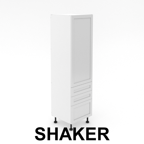 1 Door Pantry with 3 Drawers - 2 Small + 1 Pot - Shaker
