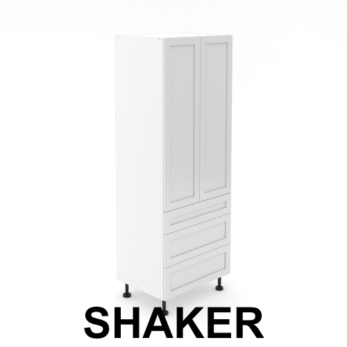 2 Door Pantry with 3 Drawers - 1 Small + 2 Pot - Shaker
