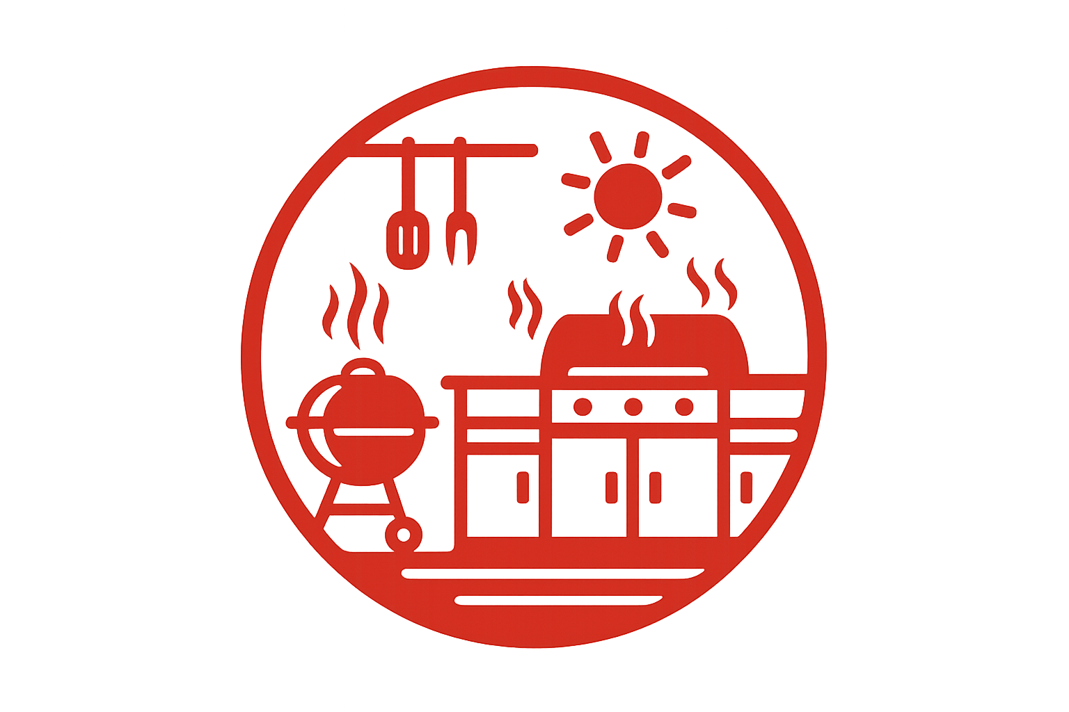 outdoor kitchen logo in red without text